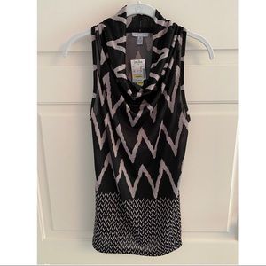 Linea Domani black & taupe printed tank (NWT)